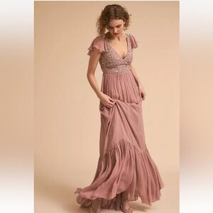 BHLDN Anthropologie Daphne Bridesmaid Formal Sequin Lilac Dress